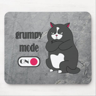 Alfombrilla De Ratón Modo gruñón en gato gordo gracioso 