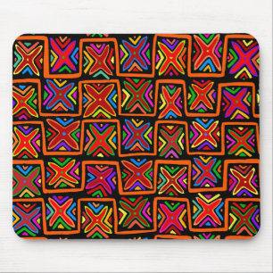Alfombrilla De Ratón Mola Tribal Checks Kuna indio - Rojo
