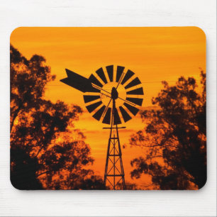 Alfombrilla De Ratón Molino de viento al atardecer, Australia