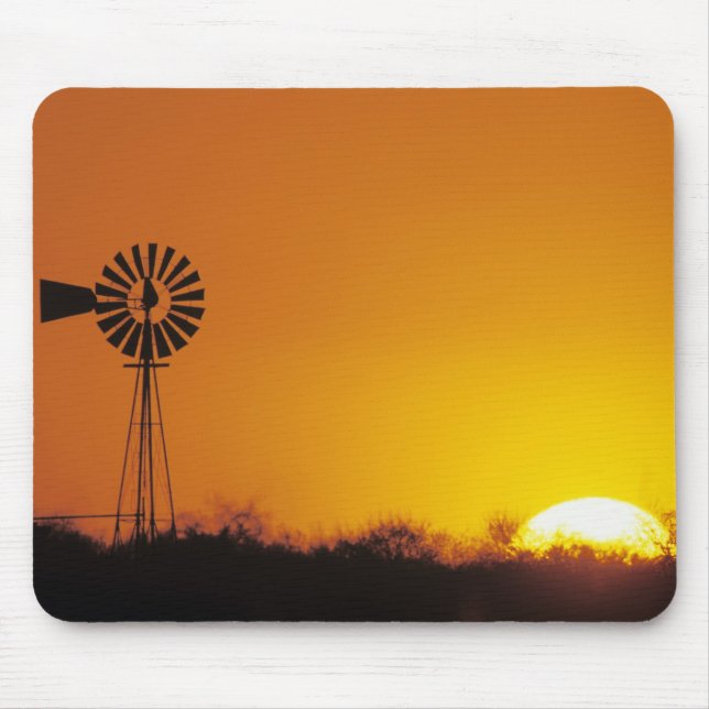 Alfombrilla De Ratón Molino de viento al atardecer, Sinton, Texas, Esta (Frente)