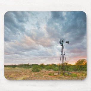 Alfombrilla De Ratón Molino de viento y nubes al atardecer