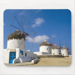 Alfombrilla De Ratón Molinos de viento hermosos en la isla de Mykonos,
