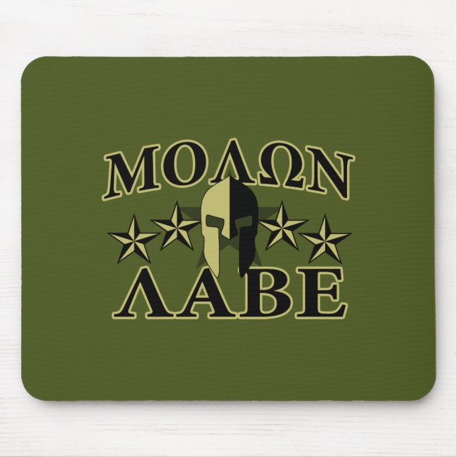 Alfombrilla De Ratón Molon Labe Spartan 5 stars Olive Green (Frente)