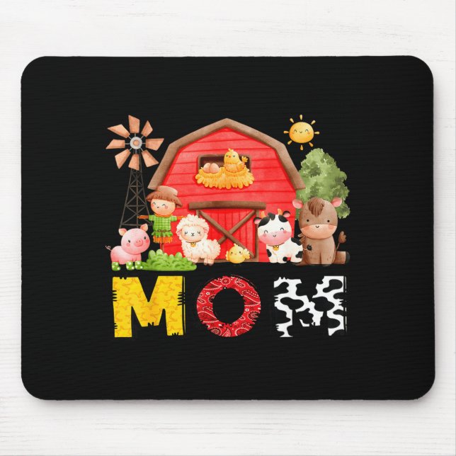 Alfombrilla De Ratón Mom Farm Cow Birthday Boy Matching Family Matching (Frente)
