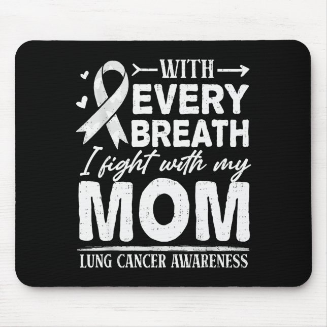 Alfombrilla De Ratón Mom Lung Cancer Awareness White Ribbon Family Supr (Frente)