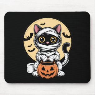 Alfombrilla De Ratón Momia de Gato Negro Hombres Mujeres Niños Hallowee