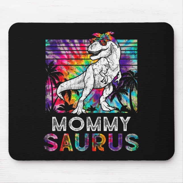 Alfombrilla De Ratón Mommysaurus Dinosaur Mamá Saurus Familia Combinaci (Frente)
