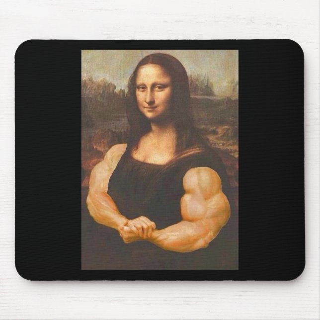 Alfombrilla De Ratón Mona Lisa Bodybuilding Muscular Gimnasio Traje (Frente)