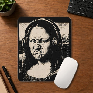 Alfombrilla De Ratón Mona Lisa Cara de Bajo Amantes de la Música DJs