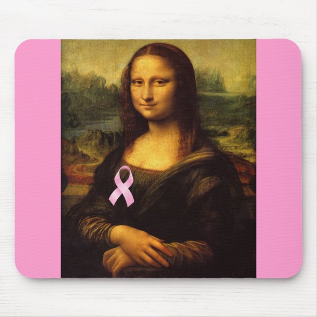Alfombrilla De Ratón Mona Lisa Con Cinta Rosa (Frente)
