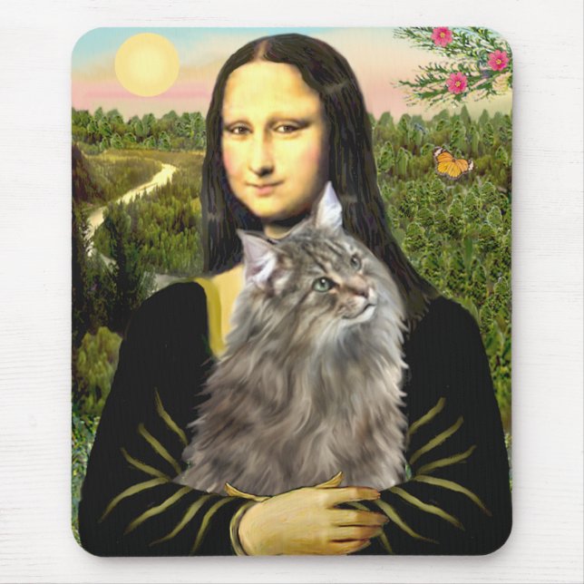 Alfombrilla De Ratón Mona Lisa - Gato del bosque de Norweigan (Frente)