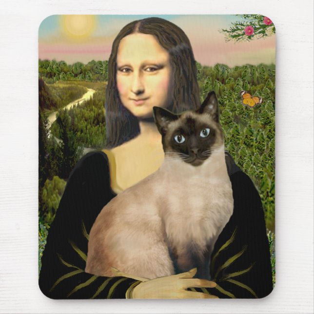 Alfombrilla De Ratón Mona Lisa - gato siamés de Seal Point (Frente)