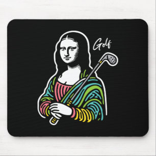 Alfombrilla De Ratón Mona-lisa Golfer - Funny Mona-lisa Golf Lover