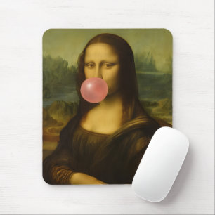Alfombrilla De Ratón Mona Lisa Soplando Goma Rosa