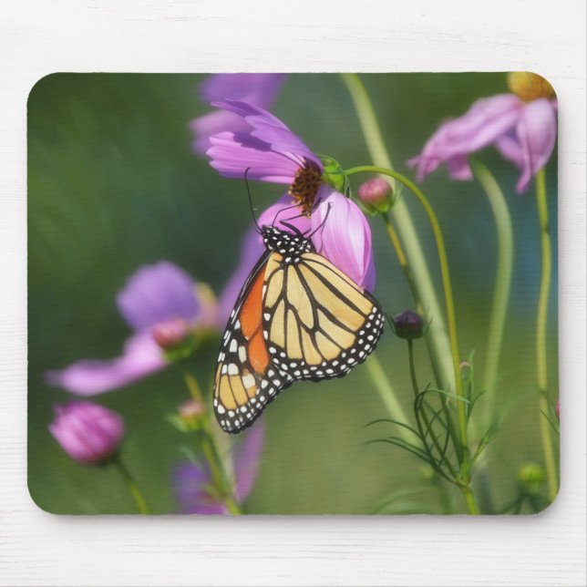 Alfombrilla De Ratón Monarch Butterfly On Pink Flowers Mousepad (Frente)