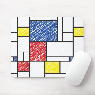 Alfombrilla De Ratón Mondrian Scribbles Minimalista De Stijl Arte Moder