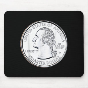 Alfombrilla De Ratón Moneda de cuarto de dólar de EE. UU. 25 centavos A