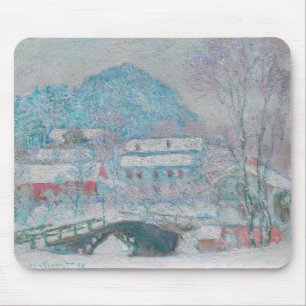 Alfombrilla De Ratón Monet - Noruega, pueblo de Sandviken en la nieve