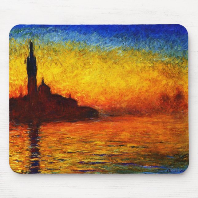 Alfombrilla De Ratón Monet-Puesta del sol de Claude en Venecia (Frente)
