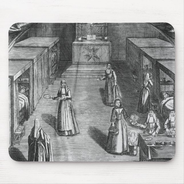 Alfombrilla De Ratón Monjas que sirven la comida a los pacientes en (Frente)