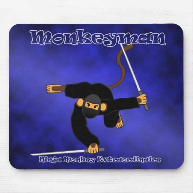 Alfombrilla De Ratón Monkeyman azul Mousepad (Frente)