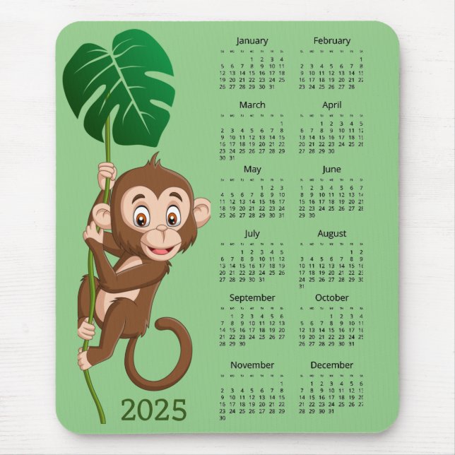 Alfombrilla De Ratón Mono en un Mousepad del calendario Vine 2025 (Frente)