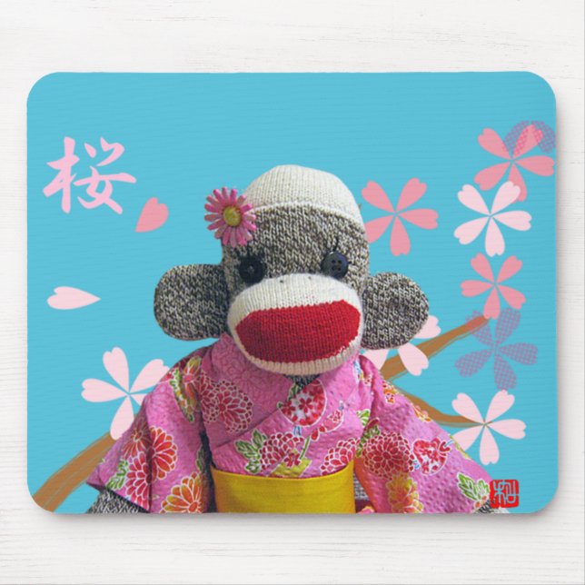 Alfombrilla De Ratón Mono Mousepad del calcetín de Sakura (Frente)