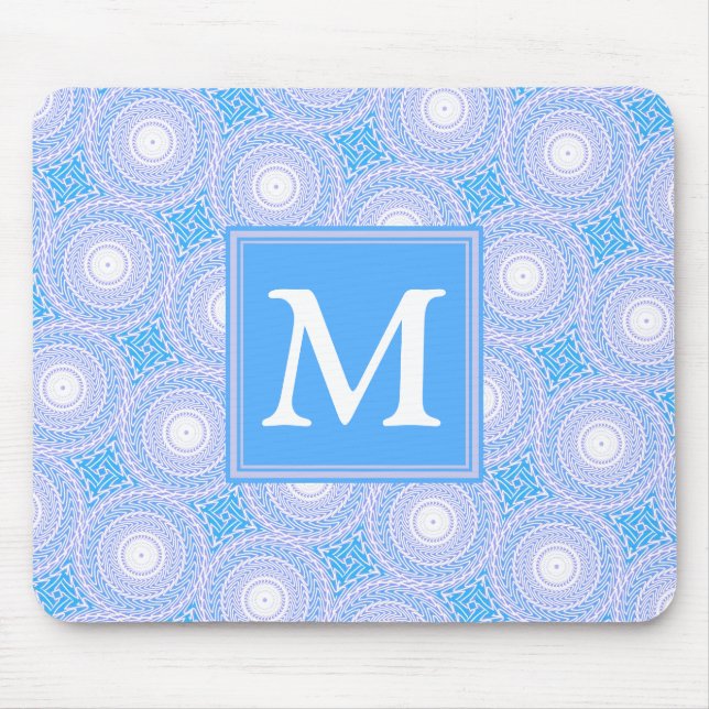 Alfombrilla De Ratón Monogram Electric blue circles pattern (Frente)