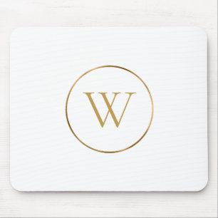 Alfombrilla De Ratón Monogram Gold Chic Trendy White