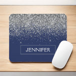 Alfombrilla De Ratón Monogram Navy Blue Silver Glam Glitter<br><div class="desc">Silver and Navy Blue Faux Glitter Sparkle Elegant and Modern Chic Trendy Luxury Monogrammed Mouse Pad. These monogram - add your own name customized mousepad can be updated with your name.</div>