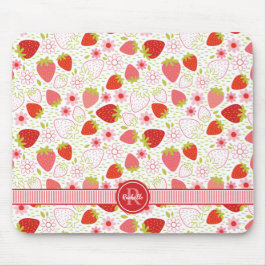 Alfombrilla De Ratón Monogram Summer Strawberry Fruit Pattern