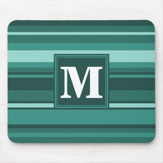 Alfombrilla De Ratón Monogram teal stripes (Frente)