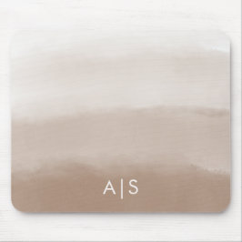 Alfombrilla De Ratón Monograma Acuarela Inicial Mushroom Brown Ombre