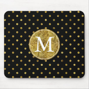 Alfombrilla De Ratón Monograma atractivo y negro del oro elegante de