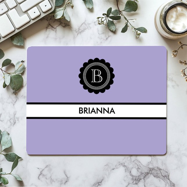 Alfombrilla De Ratón Monograma Aura Índigo y Negro (Simple clean classic modern Aura Indigo Mousepad)