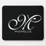 Alfombrilla De Ratón Monograma Black Script personalizado<br><div class="desc">almohadilla personalizada de ratón monorregramada en negro</div>