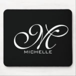 Alfombrilla De Ratón Monograma Black Script personalizado<br><div class="desc">almohadilla personalizada de ratón monorregramada en negro</div>