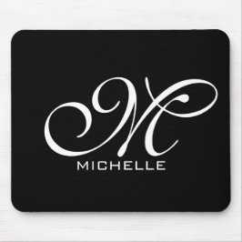Alfombrilla De Ratón Monograma Black Script personalizado