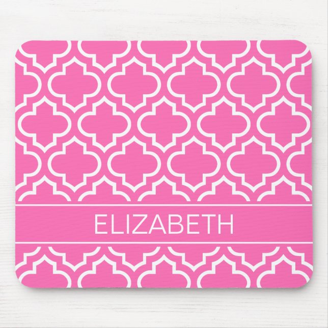 Alfombrilla De Ratón Monograma blanco del nombre de las rosas fuertes (Frente)