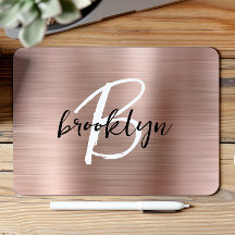 Monograma blanco negro Metalizado cepillado de oro