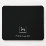 Alfombrilla De Ratón Monograma blanco y negro profesional del nombre<br><div class="desc">Un mousepad blanco y negro profesional con un monograma cuadrado moderno simple y una plantilla a personalizar con un nombre.</div>
