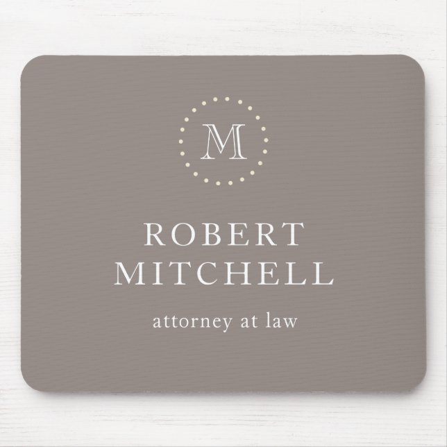 Alfombrilla De Ratón Monograma Brown Elegante Mousepad Profesional (Frente)