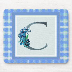 Alfombrilla De Ratón Monograma "C" Placa azul