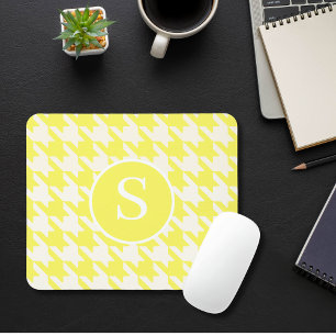 Alfombrilla De Ratón Monograma clásico de limón amarillo y blanco con p