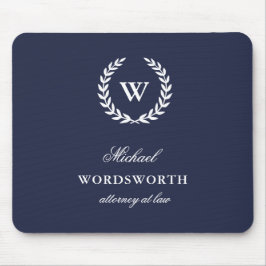 Alfombrilla De Ratón Monograma Classic Elegant Business Blue Mousepad