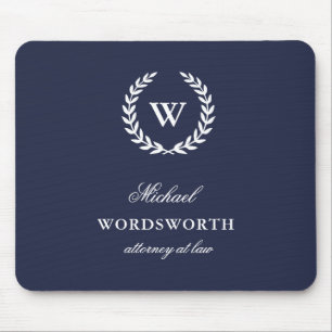 Alfombrilla De Ratón Monograma Classic Elegant Business Blue Mousepad