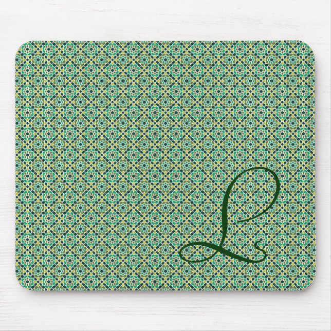 Alfombrilla De Ratón Monograma con fondo de mosaico marroquí (Frente)