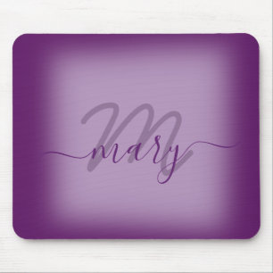 Alfombrilla De Ratón Monograma con nombre mínimo violeta púrpura violet