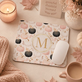 Alfombrilla De Ratón Monograma de Calabaza Moderno – Inicial Personaliz