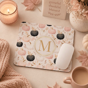 Alfombrilla De Ratón Monograma de Calabaza Moderno – Inicial Personaliz